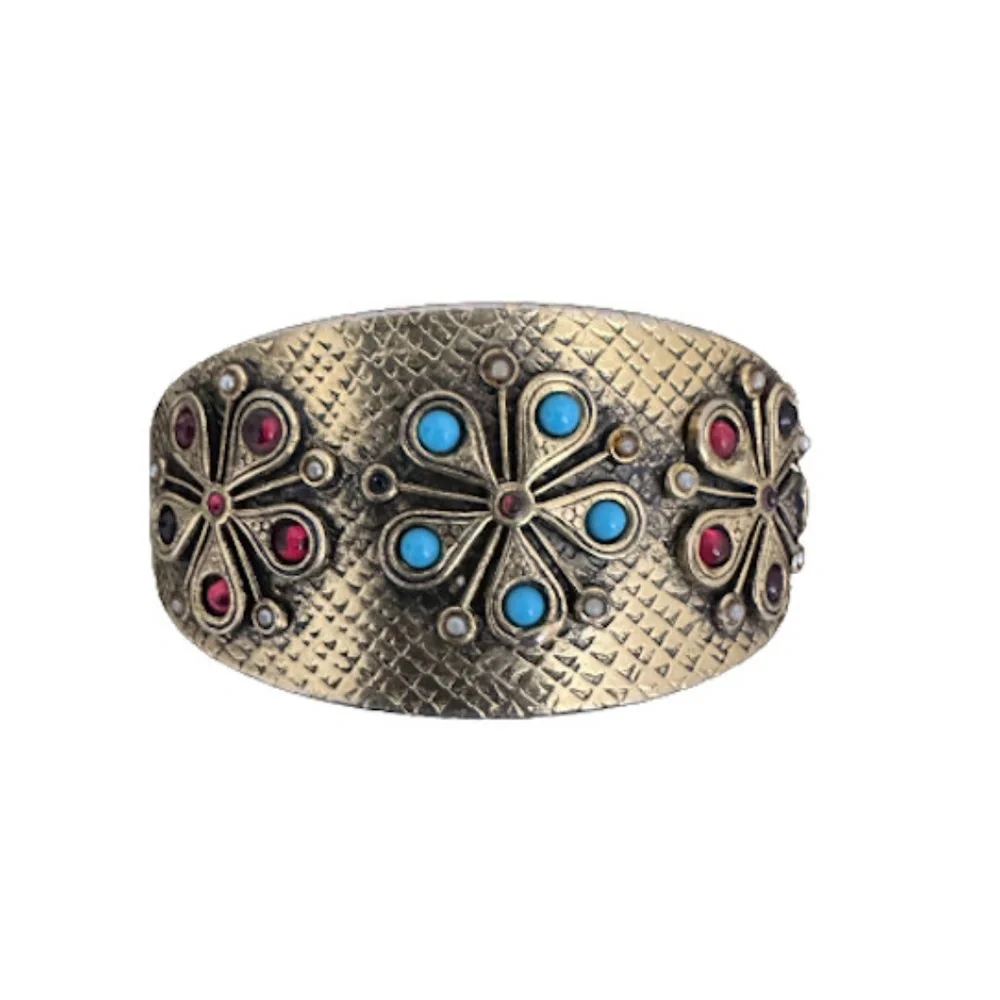 Vtg Freirich Gold Tone Hinged Cuff Bracelet
